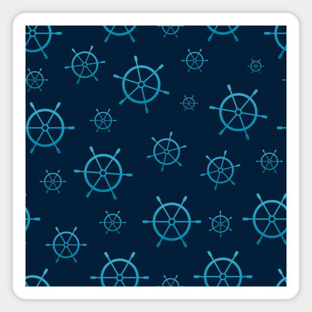 Steering wheelmaritim nautical seamless pattern Magnet by star trek fanart and more